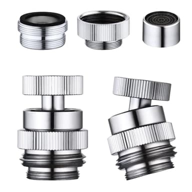 SNUTUYA Sink Faucet Adapter Kit Swivel Aerator Adapter to Connect Garden Hose,Multi-Thread Garden Hose Adapter for Bathroom/Kitchen,3/4" GHT thread，1 pcs