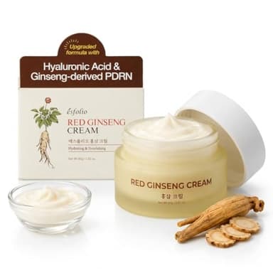 esfolio made in Korea Red Ginseng Nourishing Cream 2.82 Oz, Daily Facial Moisturizer with Red Ginseng Extract, Lightweight Face Cream for Soft and Comfortable Skin, Fast Absorbing Korean Skincare