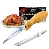 Prikoi Cordless Electric Knife, Easy-Slice Serrated Edge Blades Carving Sets for Turkey, Bread, Fillet, DIY, Ergonomic Handle + 2 Blades New Upgrade