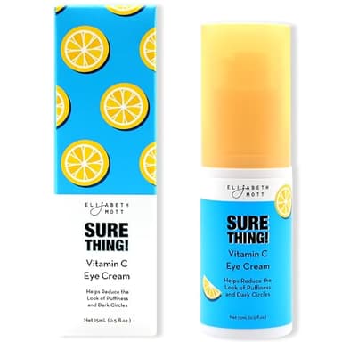 Elizabeth Mott Sure Thing Vitamin C Eye Cream – Hydrating & Brightening Eye Treatment for Dark Circles and Puffiness – Vegan, Fragrance-Free, Cruelty-Free Skincare – 15ml (0.5oz)