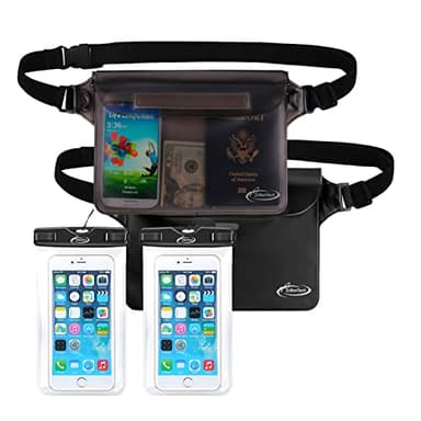 AiRunTech Waterproof Fanny Pack,Waterproof Phone Pouch for iPhone 16 15 14 13 12 11 Pro Max,IPX8 Dry Bag for Snorkeling Beach Cruise Kayaking Pool Swimming(Two Phone Cases+Two Waist Bags Set)