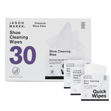 Jason Markk Plant-Based Quick Wipes, Shoe Cleaner, 30 Pack, Individually Packed, Sneaker Care, Ideal for Footwear, Safe for Leather, Rubber, Plastic, and More