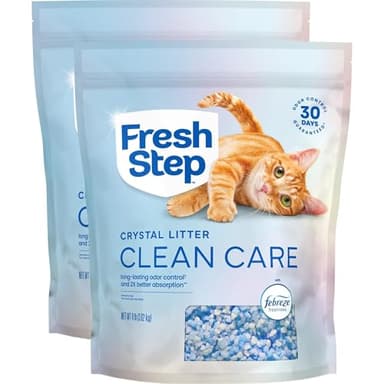 Fresh Step Clean Care Crystal Cat Litter, Lightweight with Febreze Freshness and Long-Lasting Odor Control, Low Dust, 16 lbs. (2 x 8 lb bag)