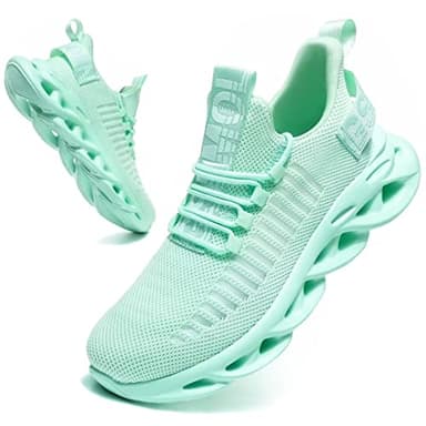 Jakcuz Women Athletic Running Shoes Fashion Tennis Breathable Lightweight Walking Chunky Sneakers for Teen Young Girls Mint Green Size 6