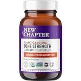 New Chapter Calcium Supplement - Bone Strength Organic Calcium with Magnesium, Vitamin D3+K2, 70+ Trace Minerals for Bone Health, Gluten Free, Easy to Swallow Slim Tablets - 180 Count