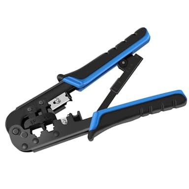 RJ45 Crimp Tool for Cat5 Cat5e Cat6, RJ-11, 6P/RJ-12, 8P/RJ-45 Crimp, Cut and Strip RJ45 Crimping Tool, Portable Ethernet Crimper Networking Tools(Non-Pass Through Type)