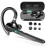 Thunelec Bluetooth 5.3 Headset, Single-Ear Wireless Earpiece, 90Hrs Dual Noise Cancelling Mics, IPX7 Waterproof, Hands Free Headset with APTX HD Audio & Mute Button for Trucker, Office, Business, Gym