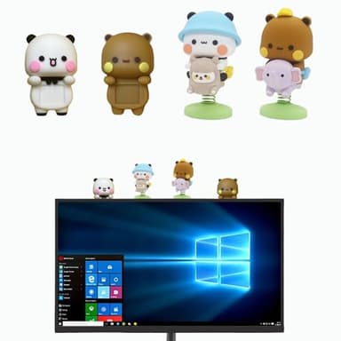 Fsocpen 4PCS Cute Bears Computer Monitor Decor,Funny Swinging Bears,Cute Cartoon Statue Bear Figurine for Desktop Computer Notebook Cell Phone Office Desk Car Dashboard Decor