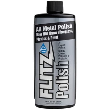 FLITZ Multi Purpose Metal Polish Liquid - 7.6oz USA-Made Tarnish Remover - For Aluminum, Chrome, Brass, Nickel, Silver - Non-Abrasive Cleaner & Restorer - Not for Patina or Electroplated Finishes