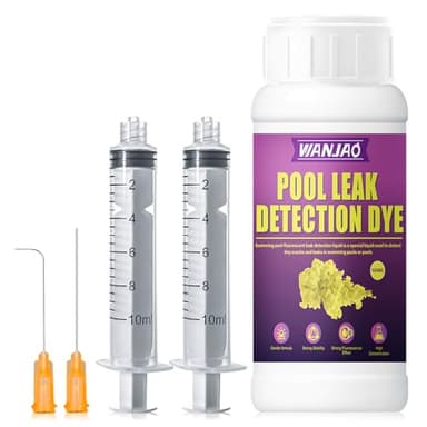 WANJAO Pool Leak Detection Dye Kit, Pool Liner Leak Detection Kit with 2 Precision Dispensing Strong Fluorescence Effect for All Pools, Spa, & Hot Tub Types Easily Locates Leaks (100ml, Yellow)