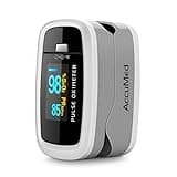 AccuMed CMS-50D1 Fingertip Pulse Oximeter Blood Oxygen Sensor SpO2 for Sports and Aviation. Portable and Lightweight with LED Display, 2 AAA Batteries, Lanyard and Travel Case (White)