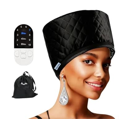 Hair Steamer for Natural Hair (Home Use) - 10-Speed Temperature Control, Fast Heating & Deep Strand Nourishment Heat Cap