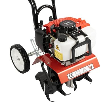 ZERNEIL Gas Powered Tiller Cultivator Rototiller, 2-Stroke 52CC 2HP 1900W Soil Cultivator Soil Tilling Machine, 6500-7000RPM Air-Cooled Gasoline Garden Farm Tiller, for Plowing/Tilling/Furrowing