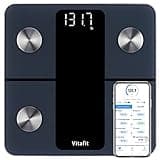 Vitafit Smart Bathroom Scale Body Weight, High Accuracy Assured by Weight Scale Professional Factory Since 2001, App Sync 13 Body Composition Including BMI, Body Fat and Muscle, 400lb, LED, Black