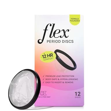 Flex Menstrual Discs | Disposable Period Discs | Reduce Cramps & Dryness | Beginner-Friendly Tampon Alternative | Capacity of 5 Super Tampons | Made in Canada | 12 Count