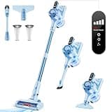 Trucozie Cordless Vacuum Cleaner, 8-in-1 Lightweight Stick Vacuum with 45mins Runtime, Powerful Suction, Rechargeable Cordless Vacuum for Carpet, Tile, Pet Hair, Hardwood Floors, Blue