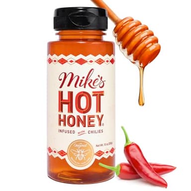 Mike's Hot Honey, America's #1 Brand of Hot Honey, Spicy Honey Infused with Chili Peppers, Certified Kosher, Gluten-Free, Paleo-Friendly, Sweet Heat, Perfect for Hot Sauce Lovers (10oz Bottle, 1 Pack)
