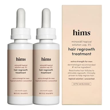 hims Hair Regrowth Treatment - Topical Minoxidil 5% Solution for Men - Extra Strength - Supports Thicker, Fuller Hair - Non-Greasy - Unscented, 2 Pack