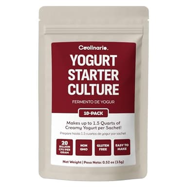 Coolinario Yogurt Starter Culture (10-Pack, 1.5g Sachets) Live Cultures for Homemade Yogurt | Creamy, Thick & Delicious | Regular or Greek Yogurt | Non-GMO, No Preservatives, Gluten Free