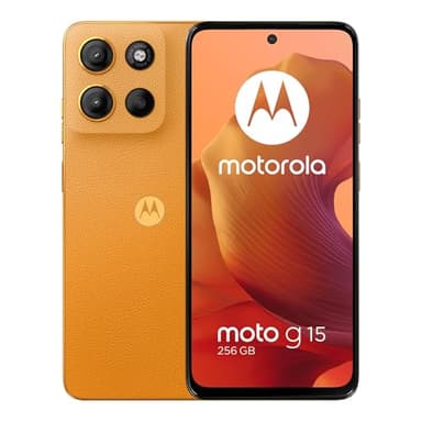 Motorola Moto G15 4G LTE (XT2521-2) 4+256GB Dual Sim | GSM Unlocked | International Model | for T-Mobile, Metro PCS, Mint & Tello - (Orange)