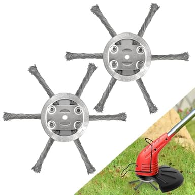 NeJesZoe 6 inch Steel Wire Weed Trimmer Head String Trimmer Replacement Head, Steel Wire Grass Trimmer Head for Electric Battery Powered Cordless String Trimmers (2 Pack)