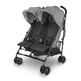 UPPAbaby G-Link V2 Double Umbrella Stroller / Lightweight Design / One-Step Fold + Recline / XL Basket + Canopy / Cup Holder Included / Greyson (Charcoal Mélange/Carbon Frame)