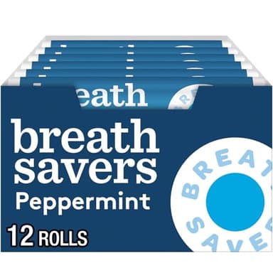 BREATH SAVERS Peppermint Flavored Sugar Free Breath Mints Rolls, .75 oz (12 Count)