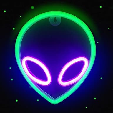 NICETHUMB Alien Neon Sign LED Light USB/Battery Operated Cool Light Up Sign for Wall Decor Game Room Aesthetic Hanging Light for Man Cave, Bedroom, Bar, Party, Christmas