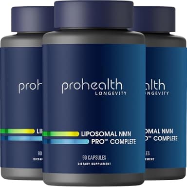 ProHealth Liposomal NMN Pro Complete (90 Capsules, 3 Pack) 500 mg Uthever® NMN + 500 mg Resveratrol + 250 mg TMG. NAD+ Precursor, Methylation Support & Sirtuin Activation. Triple Lab-Tested