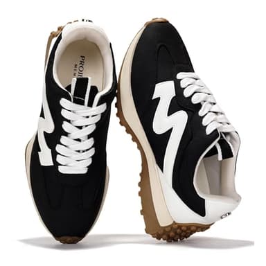 Project Cloud Trendy Sneakers for Women - Memory Foam and Non-Slip Comfortable Casual Ladies Shoes for Womens Fashion Sneakers - Lightweight Lace-up Shoes (LECCO, BLK, 6)