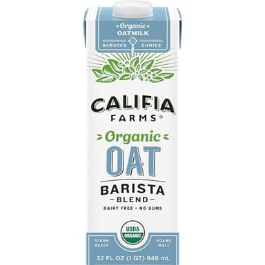 Califia Farms - Organic Oat Barista Blend Oat Milk, 32 oz, Shelf Stable, Dairy Free, Plant Based, Vegan, Non GMO, Organic Milk, Creamer, Milk Frother, Oatmilk