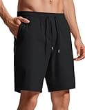 CRZ YOGA Men's Four-Way Stretch Workout Shorts - 9'' Soft Durable for Casual Athletic with Pockets Black Large