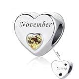 DWJSu November Birthstone Charm Heart Crystal Bead for Women Compatible with Pandora Silver Birthday Mom Sister Family Friend Charms fit Bracelets