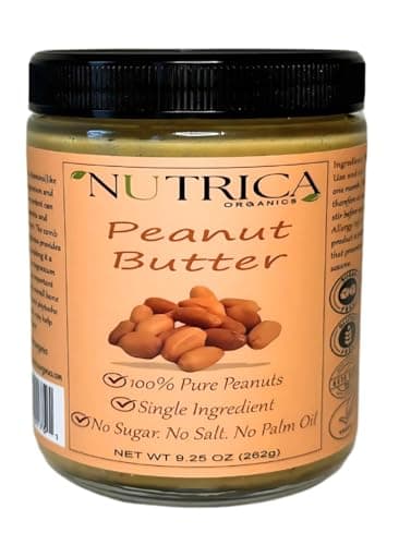 100% Pure Peanut Butter, Single Ingredient, No Salt, No Sugar, No Palm Oil, Double Sealed, No Additives, Vegan, Plant Based Protein, Premium Roasted Peanuts, 9.25 Ounce (262gr)