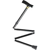 Medline Folding Cane for Men & Women with Comfort Grip T-Handle, Adjustable 32"-36" Height, 250 lbs Weight Capacity, Collapsible Aluminum Walking Cane for Seniors & Adults, Black