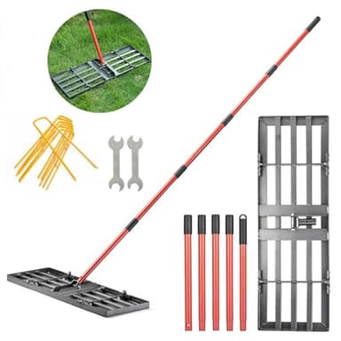 Zenhosit Lawn Leveling Rake - Lawn Leveler with 78" Adjustable Steel Handle, 30"x10" Ground Plate for Yard, Grass, Level Soil, Dirt Ground or Golf Field