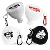 Protein Powder Funnel Set - Travel Protein Powder Container to Go with Carabiner & Reinforced Caps to Stop Spills - Protein & Pre Workout Powder Supplement Funnel for Bottles & Shakers - 4 Pack