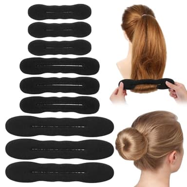 9 Pcs Hair Bun Maker Sponge Hair Buns Shaper Magic Snap Roll Sponge Curler Clips Foam Sponges Buns Hairs Styling Accessories Easy Bun Twister for Ballet French Twist Long Thin Curly Straight Wavy