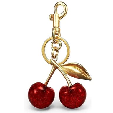 Crizaor Cherry Bag Charm Purse Charms Keychain- Car Cherry Accessories keychians Gifts for Women Mom Daughter Gifts Christmas For Women Valentine Bag Accessory Christmas Stocking Stuffers