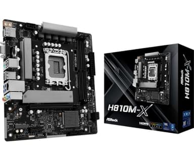ASRock H810M-X LGA1851 Micro-ATX Motherboard, Supports Intel Core Ultra Series 2 Processors, DDR5 6400, PCIe 4.0, 2.5G LAN, HDMI, DisplayPort, VGA