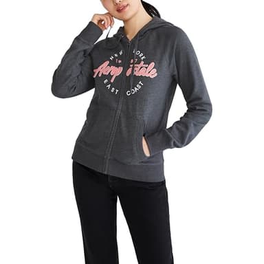 Aero Logo Full Zip Hoodie- Circle/Scripts, Charcoal Heather Grey, L