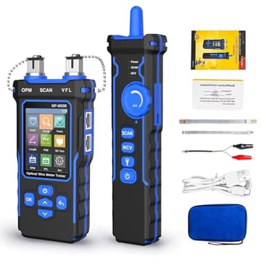 NOYAFA NF-8508 Network Cable Tester with Optical Power Meter, CAT5 CAT6 Cable Toner Ethernet Cable Tester, RJ45 Network Tester, VFL PoE QC Test Wire Tracer Port Flashing 200M Length Test