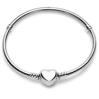 WAKCTFERG Charm Bracelet For Woman 925 Sterling Silver Jewelry Moments Heart Clasp Snake Chain Bracelet Fit Any Charm Gift for Women Girl Suitable for people aged 12 to 80 (ZLL-23, 7.1in/18cm)