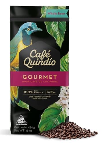 Cafe Quindio Medium Roast 100% Colombian Excelso Whole Bean Arabica Coffee - Gourmet - 16 Ounce (Pack of 1)