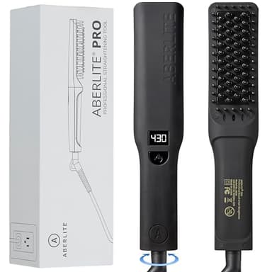 Aberlite Pro Professional Beard & Hair Straightener - Advanced Ionic & Anti-Scald Heated Brush - Pain-Free Conditioning - Straightening Comb for Men - for All Beard Types