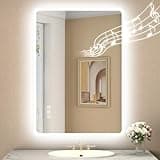 STARLEAD 20"x28" LED-Bathroom-Mirror-with-Lights, Wall-Mounted with Bluetooth Speaker, Anti-Fog, 3 Color Temperature, Dimmable Brightness, Waterproof, Tempered Glass, Frontlit & Backlit