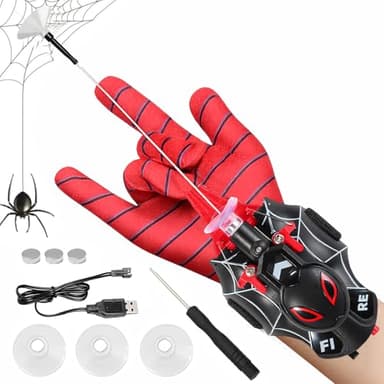 M MITLINK Web Launcher Spider String Shooter Toy, Spider Web-Slinging Toy, Web String Cosplay Costume Set Web Shooters Ideal for Kids Indoor Outdoor Imaginative Superhero Role-Playing (Black)