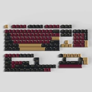 Sumgsn 163 Keys Double Shot Keycaps Cherry Profile Red Samurai Keycaps Set Fit for 61/64/87/104/108 Cherry Mx Switches ISO ANSI Layout Mechanical Keyboard