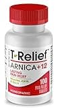 T-Relief Arnica +12 Natural Relieving Actives for Back Pain Joint Soreness Muscle Aches & Stiffness Whole Body Fast-Acting Relief for Women & Men - 100 Tablets