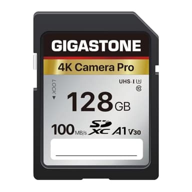 【5-Years Data Recovery】GIGASTONE 128GB SD Card, 4K Camera Pro, A1 V30 SDXC Memory Card 4K UHD Video Compatible with Canon Digital Camera, with 1 Mini Cases